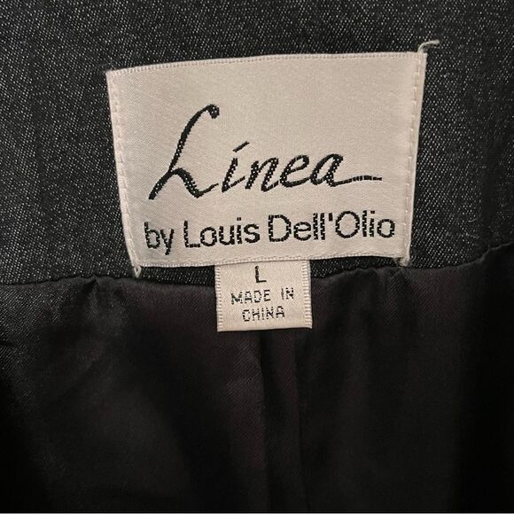 Linea by Louis Dell'Olio Dark Blue Denim Blazer with Button Detail Size Large - Picture 3 of 11